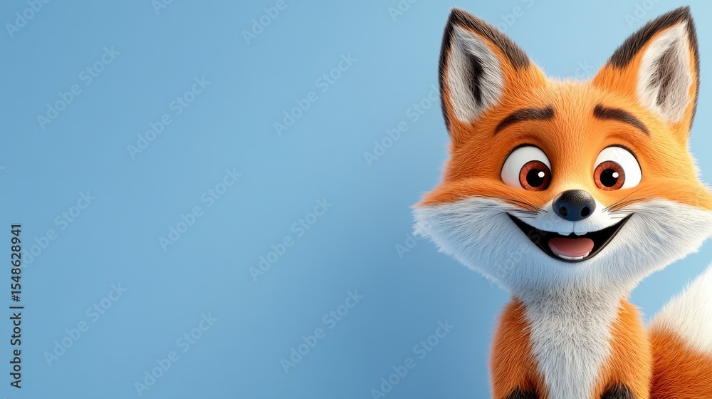 Fototapeta premium Adorable 3D Rendered Fox: A Delightful Digital Creation