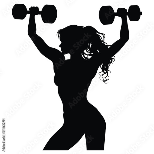 Female athlete silhouette lifting weights