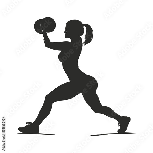 Woman lifting barbell silhouette