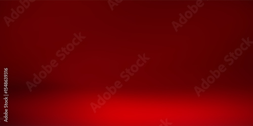 Red studio background. Abstract limbo podium studio room. Dark red gradient wall floor and spotlight scene. Showcase, promotion display. Vector stage mockup illustration