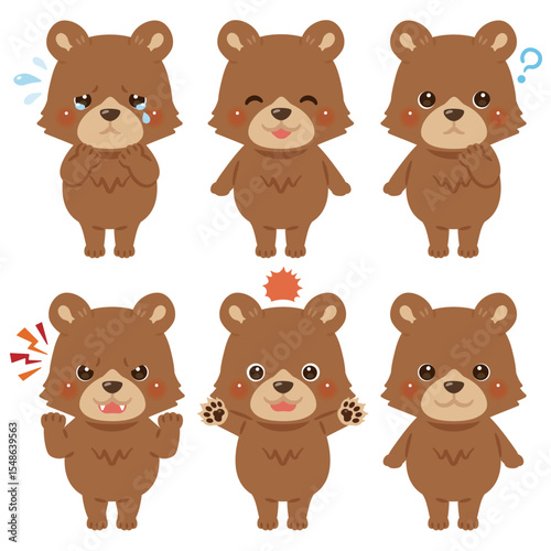 クマのキャラクターイラスト　表情セット