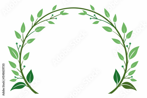Elegant Green Leaf Wreath Frame Nature Inspired Design Element
