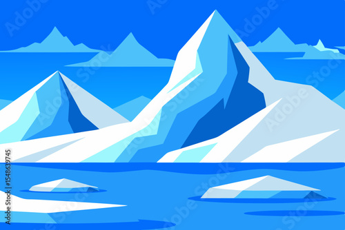 Arctic Wonderland Glacial Peaks and Icy Waters Illustration