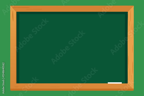 An isolated, empty green chalkboard with a wooden frame, perfect for school classroom education