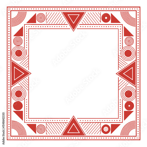 Geometric Red Frame: A symmetrical and aesthetically pleasing geometric design frame, featuring a series of carefully arranged shapes and elements to form a captivating visual