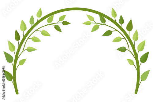 A natural, fresh green laurel wreath with lush leaves and a botanical illustration of growth, perfect for a spring floral frame