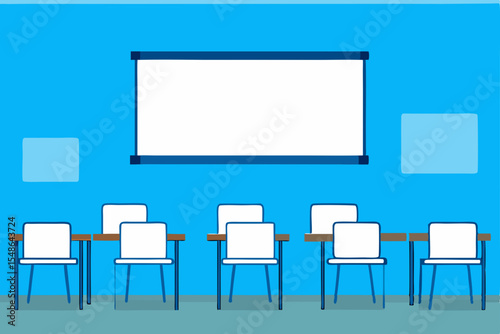 Modern Classroom Design Empty Room, Tables, and Chairs Ready for Learning