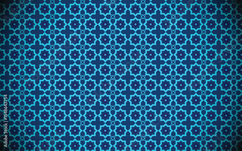 Seamless Blue Intricate Geometric Pattern.