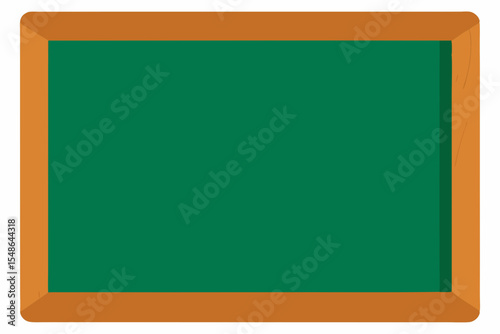 A blank green chalkboard with a wooden frame, isolated on white, is ready for school lessons or messages