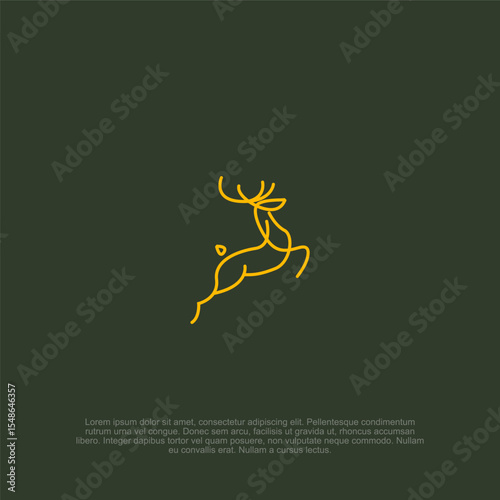 Elegant golden deer outline on a deep green background, creating a sense of festive minimalism and modern design, suitable for holiday cards or luxurious branding materials