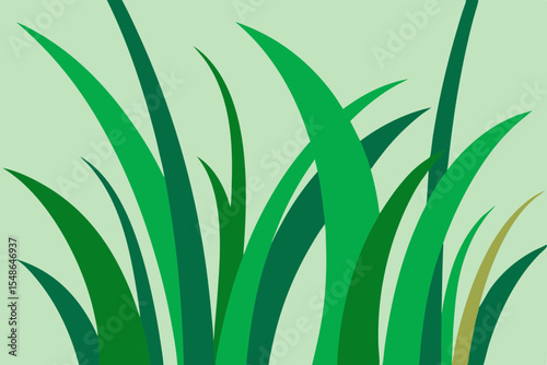 Green grass vector illustration with leaves, perfect for nature-inspired designs and growth patterns