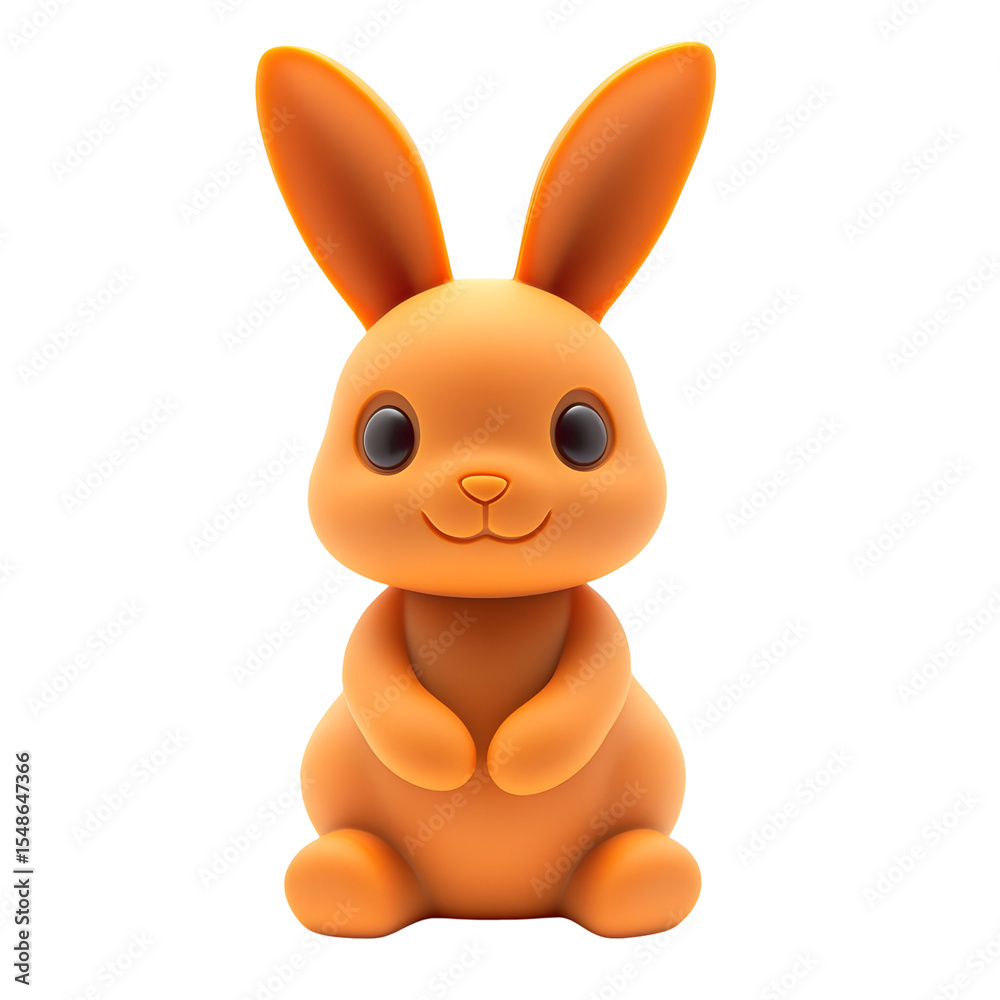 Obraz premium Orange rubber bunny with large eyes and ears isolated on white or transparent background