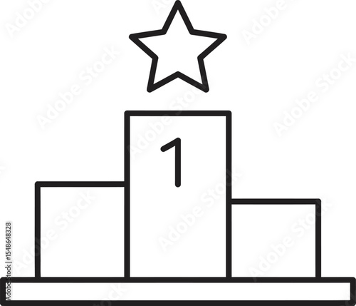 Three simple black and white illustrations of award podiums, each with a star on top.