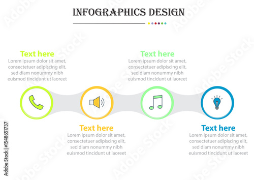 Infographic template. Concept of circular process with 4 steps and icons.