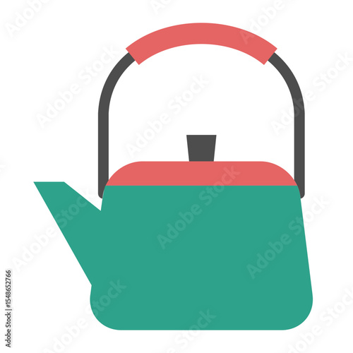 Kitchen utensils flat color icon. Kettle