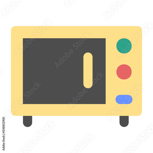 Kitchen utensils flat color icon. Microwave Oven