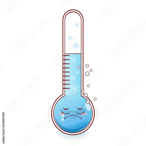 thermometer cold crying face cartoon cute