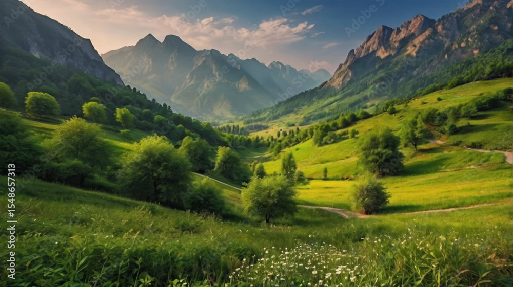 Obraz premium Sunset over the mountain river in the Altai mountains