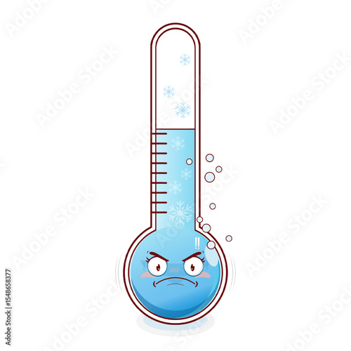 thermometer cold angry face cartoon cute
