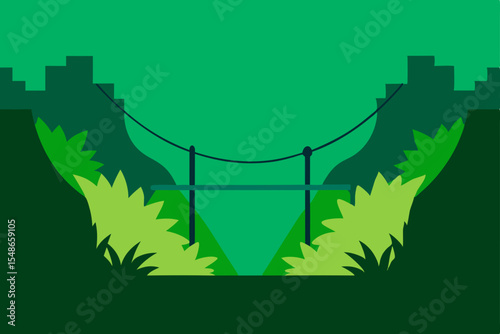 Urban city vector silhouette illustration with trees and an abstract sky background
