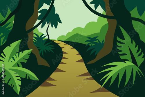 A vector illustration of a tropical island with palm trees, capturing the essence of summer, beach, and nature