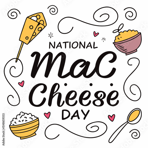 NATIONAL MAC AND CHEESE DAY vector illustration