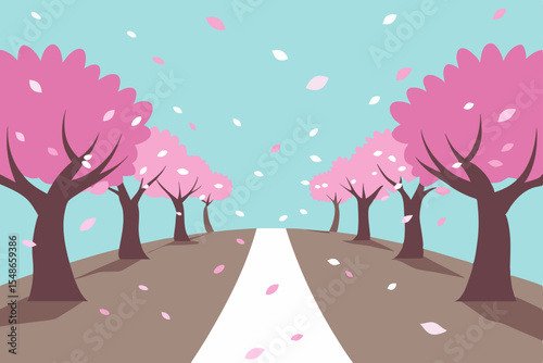 Serene Cherry Blossom Pathway A Springtime Dream