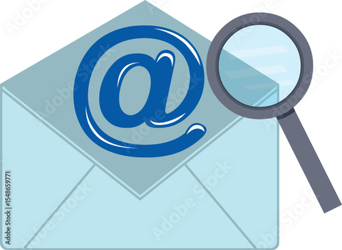 vector illustration icon mail correspondence letter and magnifying glass moving, in searching for email concept