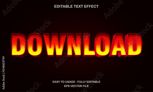 Download text, editable text effect template, fire red neon light shiny text style