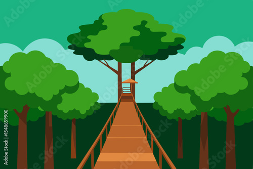 Serene Canopy Walkway A Tranquil Escape into Lush Rainforest