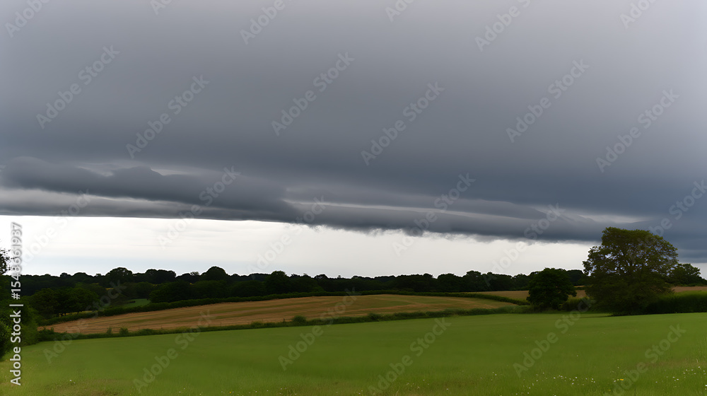 Obraz premium Impending storm above rural countryside landscape