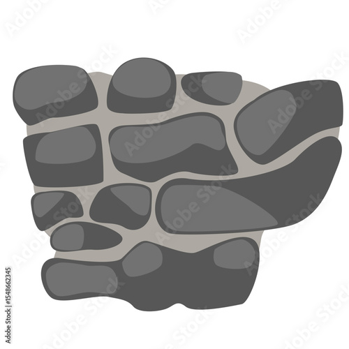 An illustration of stones with a dark, rugged texture, symbolizing natural outdoor landscapes, earth formations, and geological features.