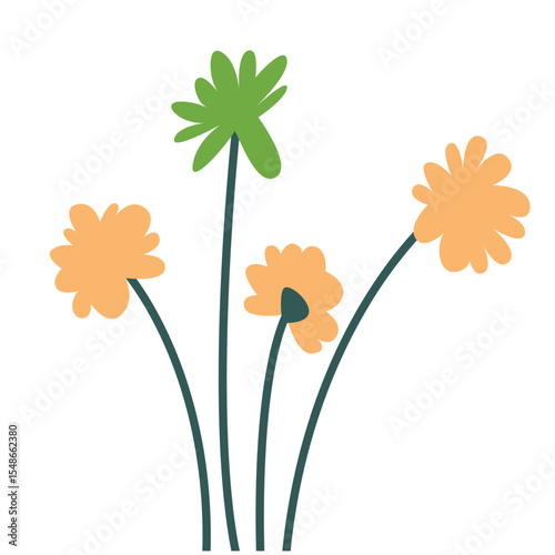Orange flowers blooming, adding a vibrant touch to nature-themed designs, representing growth, beauty, and the freshness of spring.
