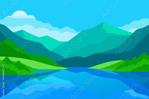 Serene Mountain Lake Landscape Nature's Peaceful Reflection