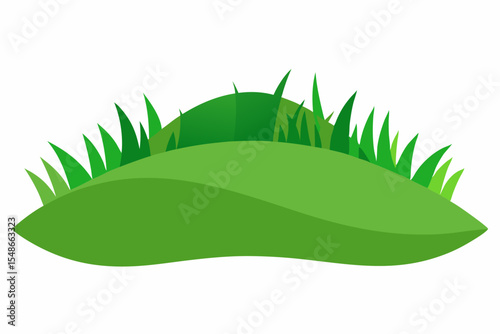 Vibrant Green Grassy Hill Illustration Nature's Lush Landscape