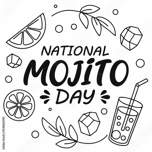 NATIONAL MOJITO DAY vector illustration