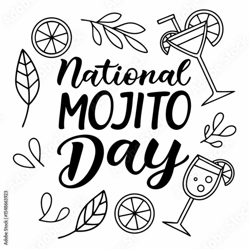 NATIONAL MOJITO DAY vector illustration