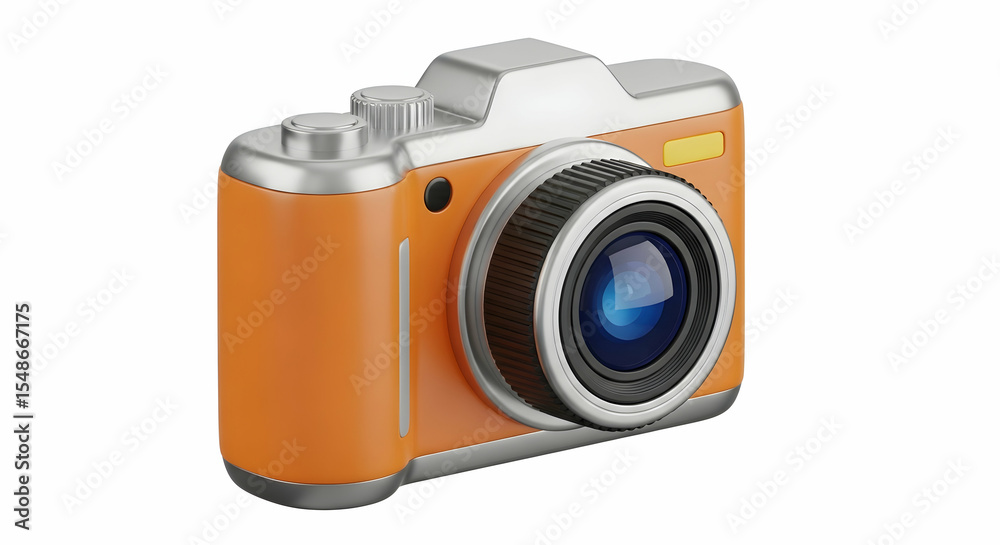 Fototapeta premium Colorful Retro Style Digital Camera Including Lens Flash and Buttons for Photography Enthusiasts