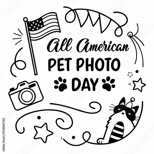 ALL AMERICAN PET PHOTO DAY vector illustration