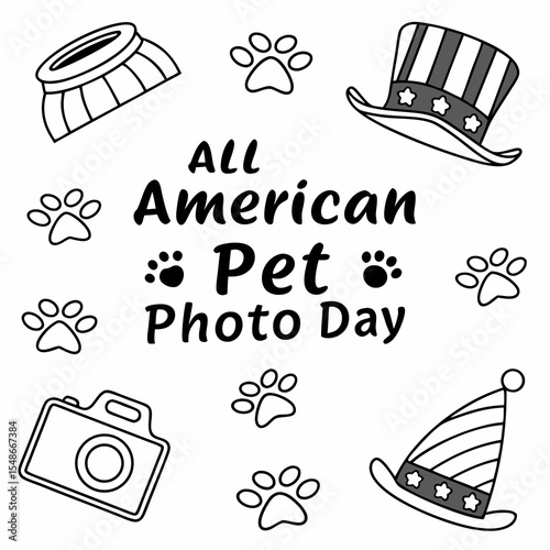 ALL AMERICAN PET PHOTO DAY vector illustration