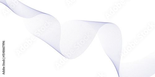 Abstract blue smooth wave on a white background. Dynamic sound wave. Design element. Vector illustration. 