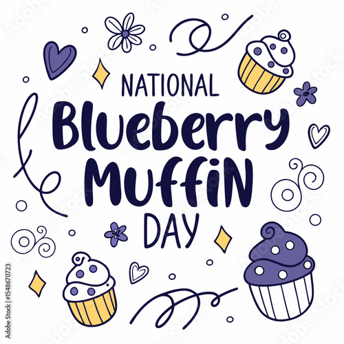 NATIONAL BLUEBERRY MUFFIN DAY vector illustration