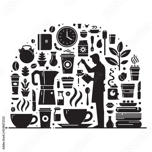 Coffee Time Flat Scene Vector Illustration