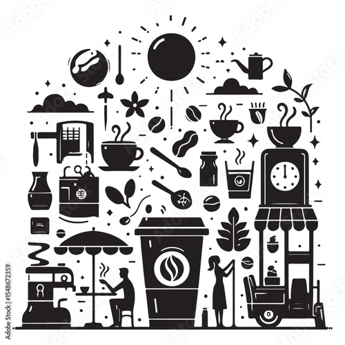 Coffee Time Flat Scene Vector Illustration