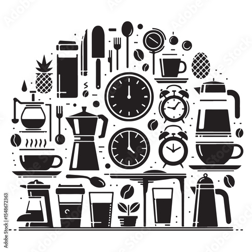 Coffee Time Flat Scene Vector Illustration