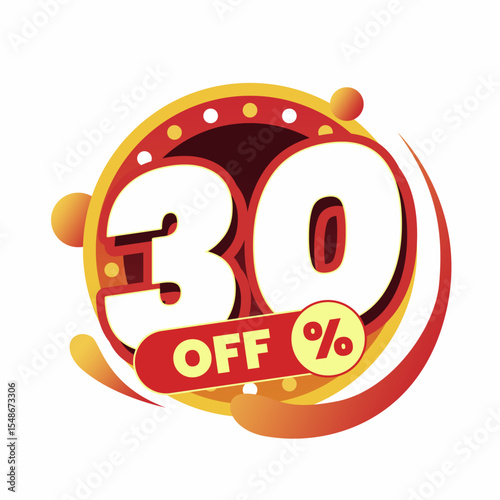 Colorful and dynamic discount graphic with bold typography and circular badge in red and yellow. Perfect for flash sale banners, ecommerce ads, special offers, and promo visuals.