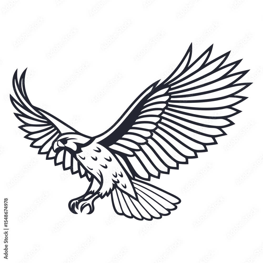 Obraz premium Hand drawn eagle flying drawing illustration