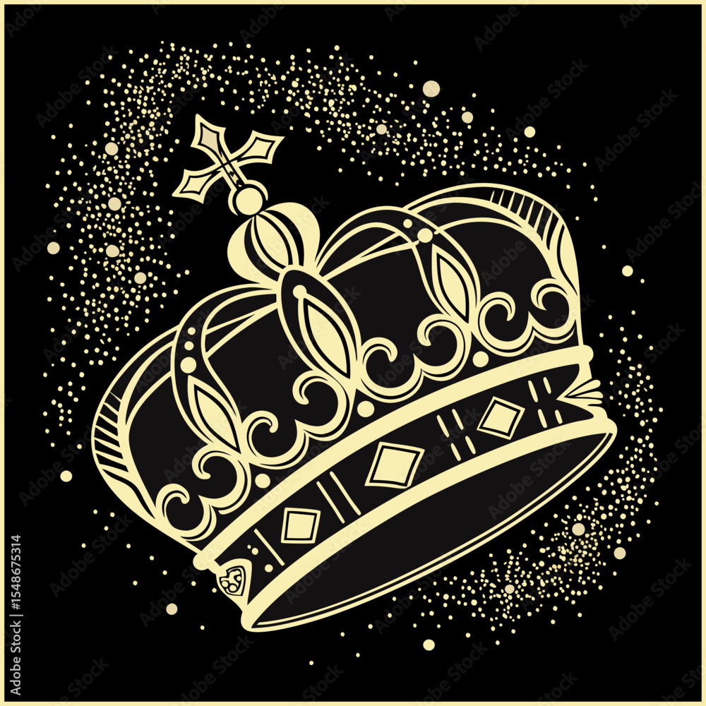 Golden crown classic decorative icon