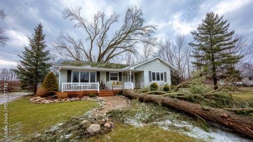 Damaged house after storm