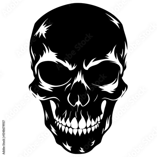 Silhouette of a Human Skull:  Dark, Graphic Design Element